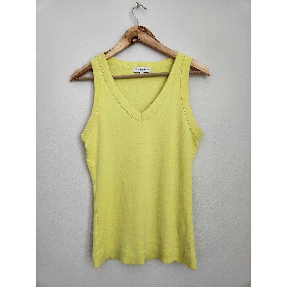 Michael Stars 100% Cotton Yellow V-Neck Tank Top | Size L